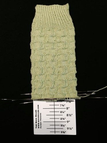 The Sock Ruler with cuff down sock