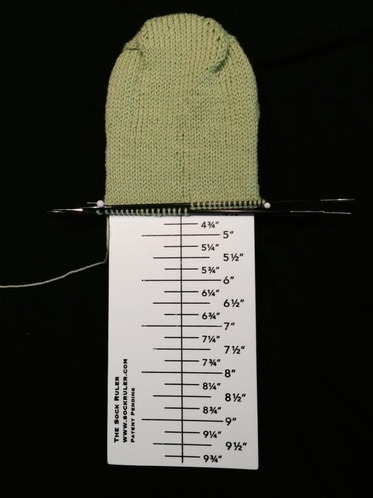 The Sock Ruler with toe-up sock