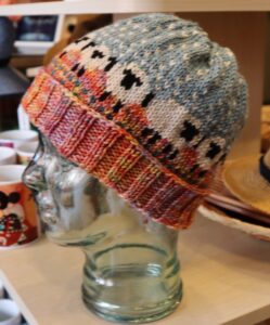 Baa-ble style sheep hat knitted by Mary Walker