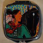Compact Mirror By Beverly Blacksheep - Navajo Lady W/ Horse