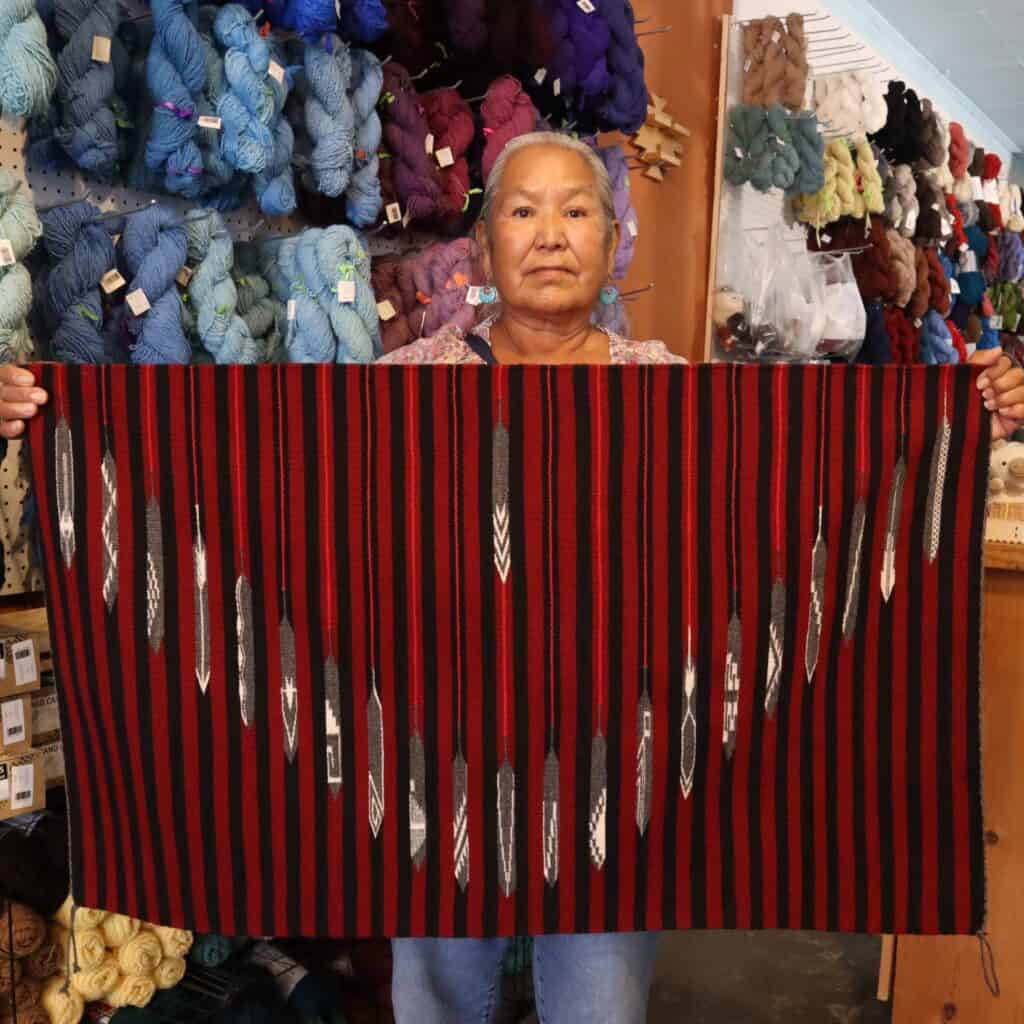 Feather Prayer Chief Blanket Revival Rug Lena Tahe Weaving in Beauty Mercantile