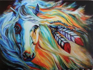Rainbow Horse with Feathers