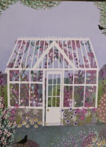Greenhouse with Purple Flowers