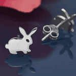 Nina Designs - Recycled Sterling Silver Jewelry - Bunny Post Earrings 9x10mm