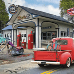 Leanin' Tree Assorted Cards - Route 66 Red Truck & Motorcycle, Happy Father's Day, Father's Day