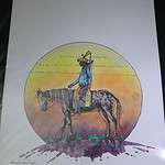 Original Art by Douglas Yazzie - Sunset Cowboy On A Horse