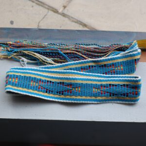 Navajo Sash Belt - Francis Begay - Blue, Yellow, White