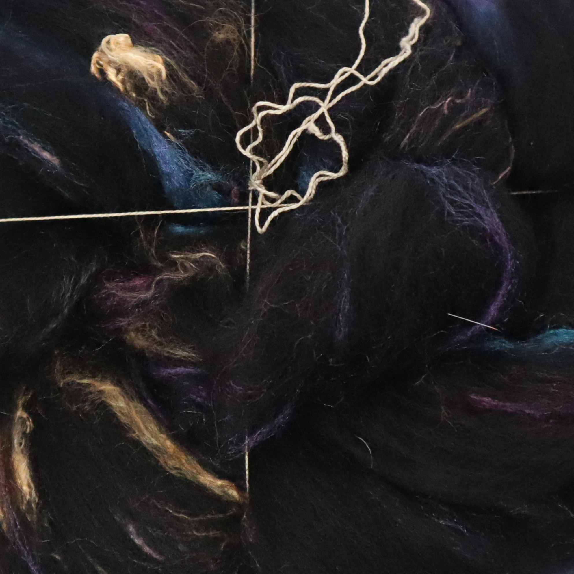 IMG_2639 Bry-tastic Handpainted / Blended Roving - Unicorn in the Night, Spanish Merino Comeback, 2.8 oz