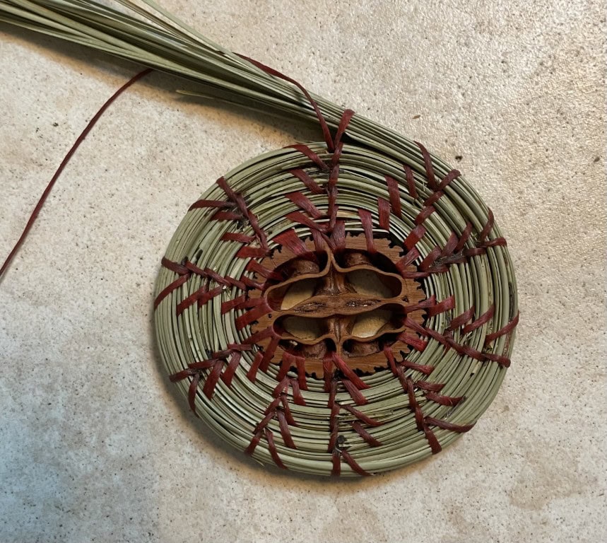 Coiled walnut basket Coiled walnut basket