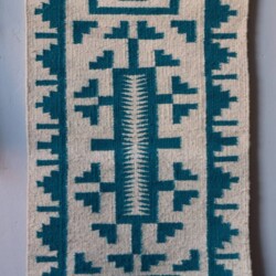 Navajo Rug - Teal and White - Irene Begay