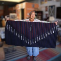 Blue Prayer Feather Chief Blanket Variant by Lena Tahe